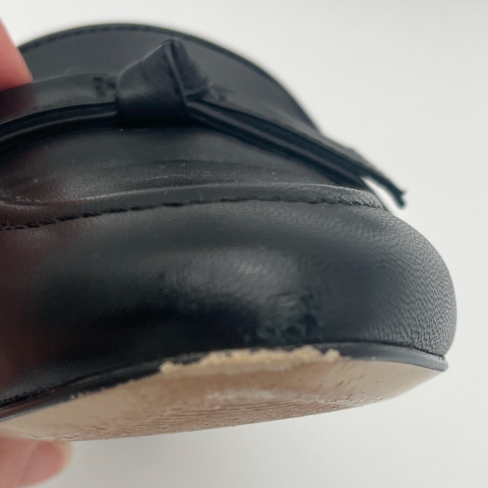 Talbots Classic Black Leather Loafers with Bow knot Detail Academia Career sz 8 - Picture 6 of 8